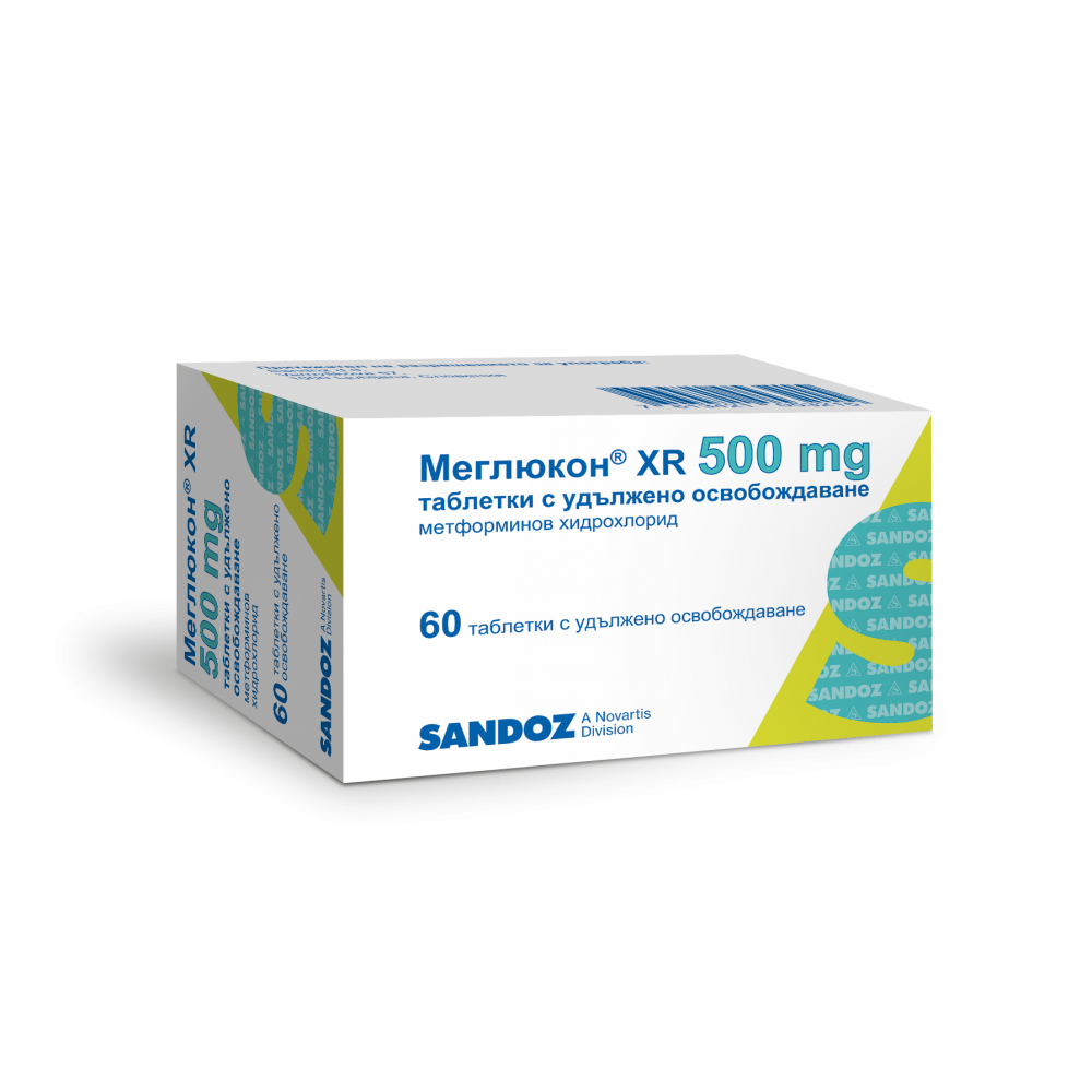 МЕГЛЮКОН XR табл 500 мг х 60 бр - Лекарства с рецепта