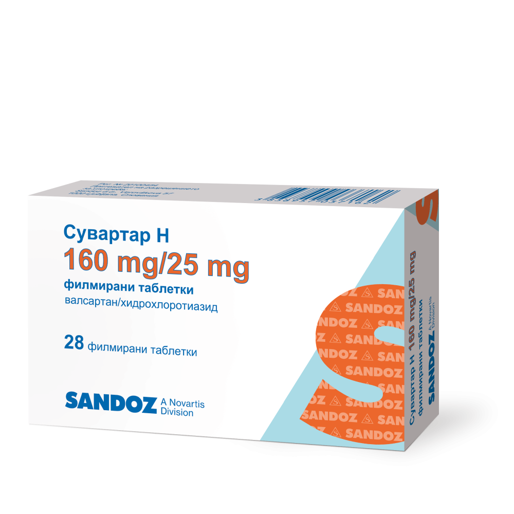 Suvartan H 160 mg/25 mg 28 film-coated tablets / Сувартан Н 160 mg/25 mg 28 филмирани таблетки - Лекарства с рецепта