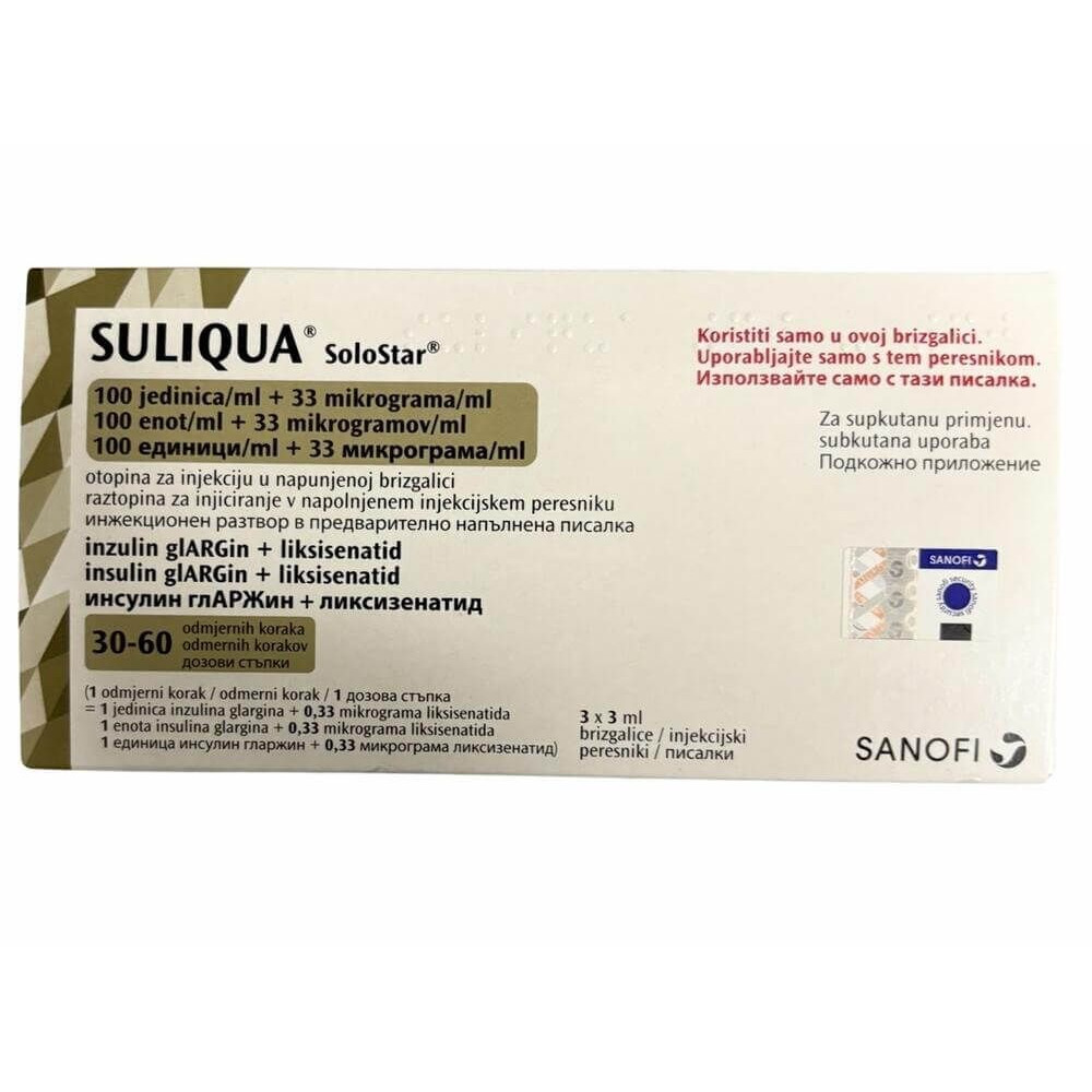 СУЛИКВА ПИСАЛКА 100 IU/мл 3 мл + 33 мкг/мл 3мл х 3 бр - Лекарства с рецепта