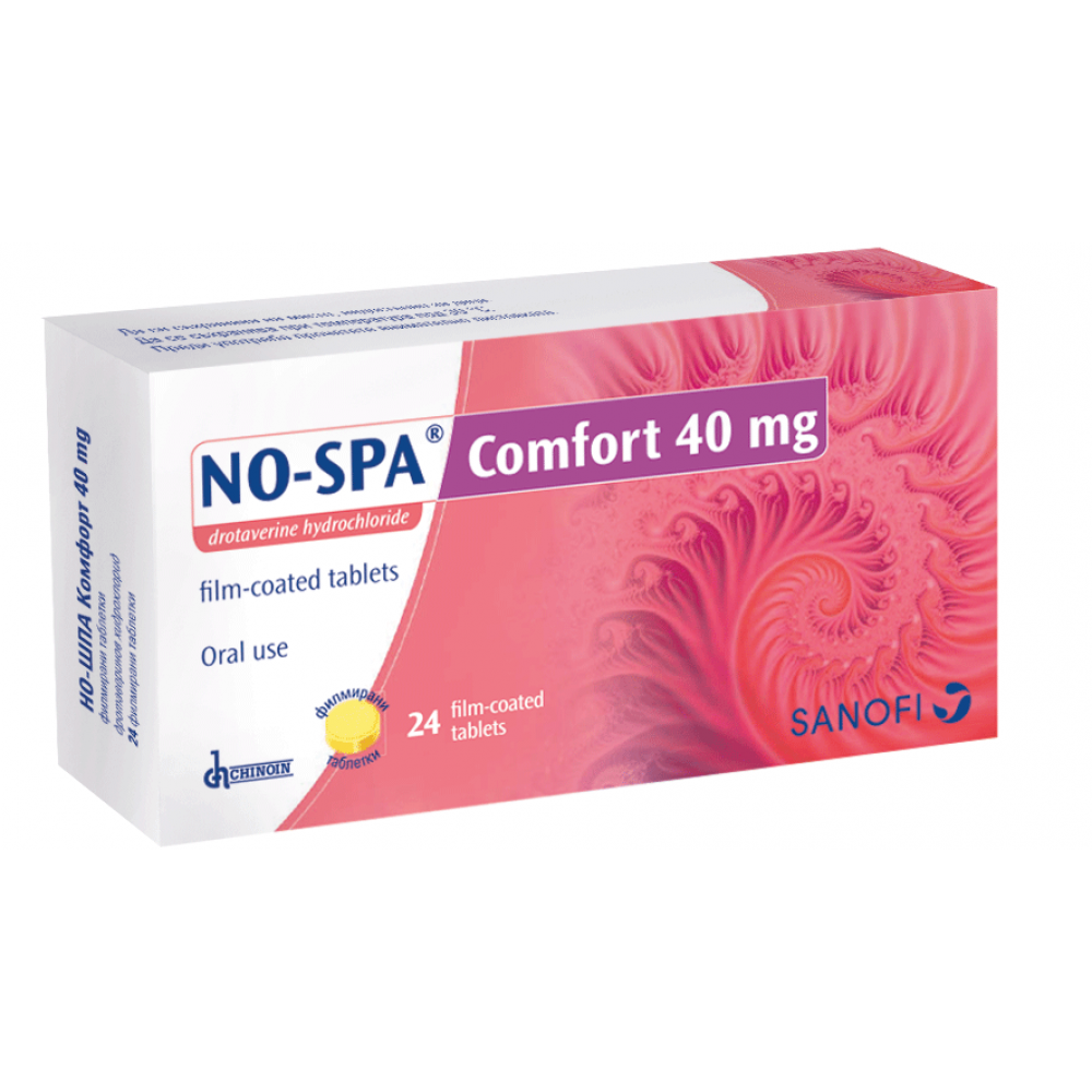 No Spa 40 mg comfort 24 tablets / Но-Шпа комфрт 40 mg 24 таблетки - Болка и температура