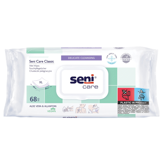SENI CARE CLASSIC мокри кърпи XL 20/25 см х 68 бр