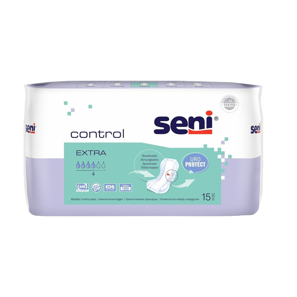 SENI CONTROL EXTRA /4 капки/ анатомични урологични превръзки при лека и средна инконтиненция х 15 бр