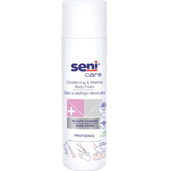 SENI CARE BODY FOAM пяна за измиване и подхранване на тялото с пантенол 500 мл