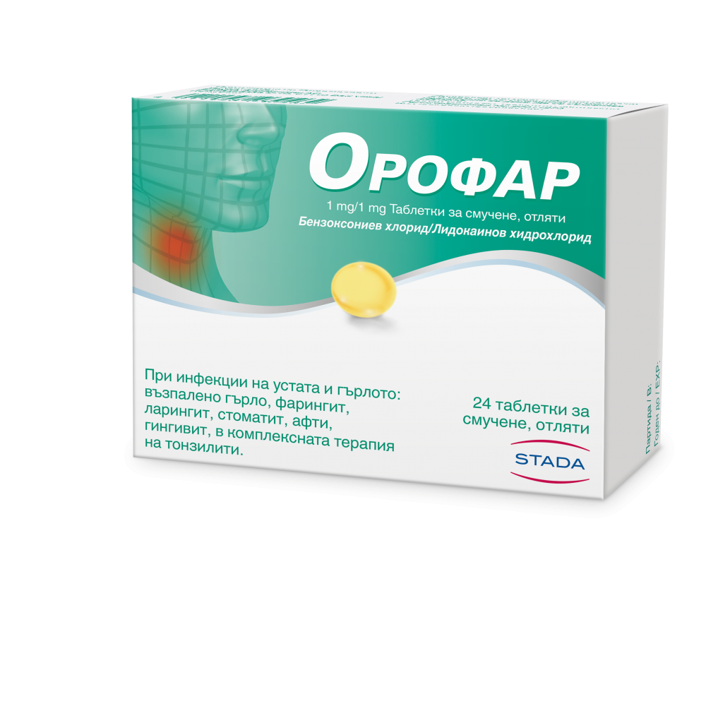 Orofar 24 tablets / Орофар 24 таблетки - Уши, нос, гърло