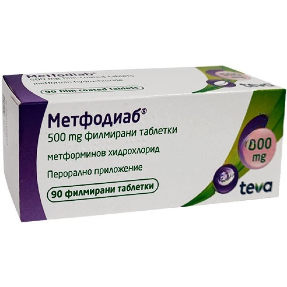 МЕТФОДИАБ табл 500 мг х 90 бр - Лекарства с рецепта