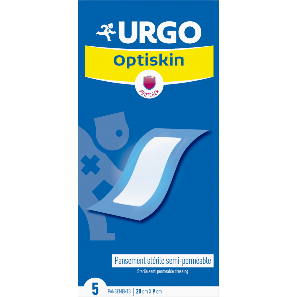 URGO Optiskin, стерилен прозрачен пластир за къпане след хирургически интервенции 20см/9см. х 5 броя -