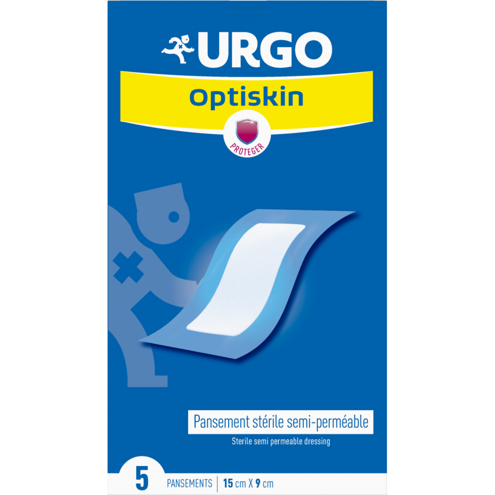 URGO Optiskin, стерилен прозрачен пластир за къпане след хирургически интервенции 15см/9см. х 5 броя -