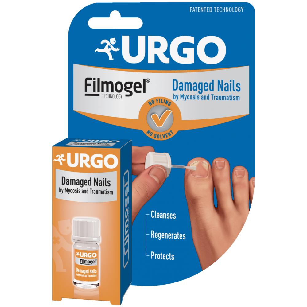 Urgo Filmogel for Damaged Nails, при първите симптоми на увреждане от гъбички или травми х 3,3мл. -