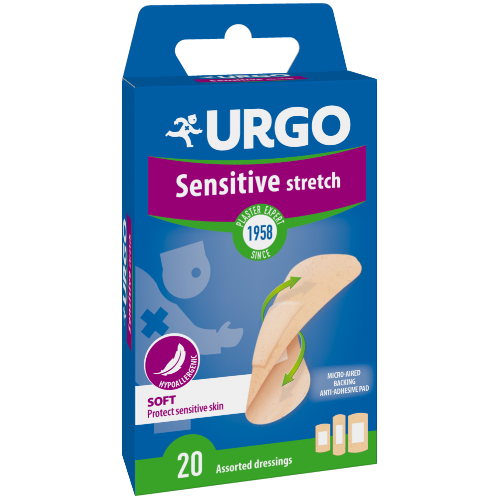УРГО SENSITIVE STRETCH мултиразтегаем пластир х 20 бр /3 размера/