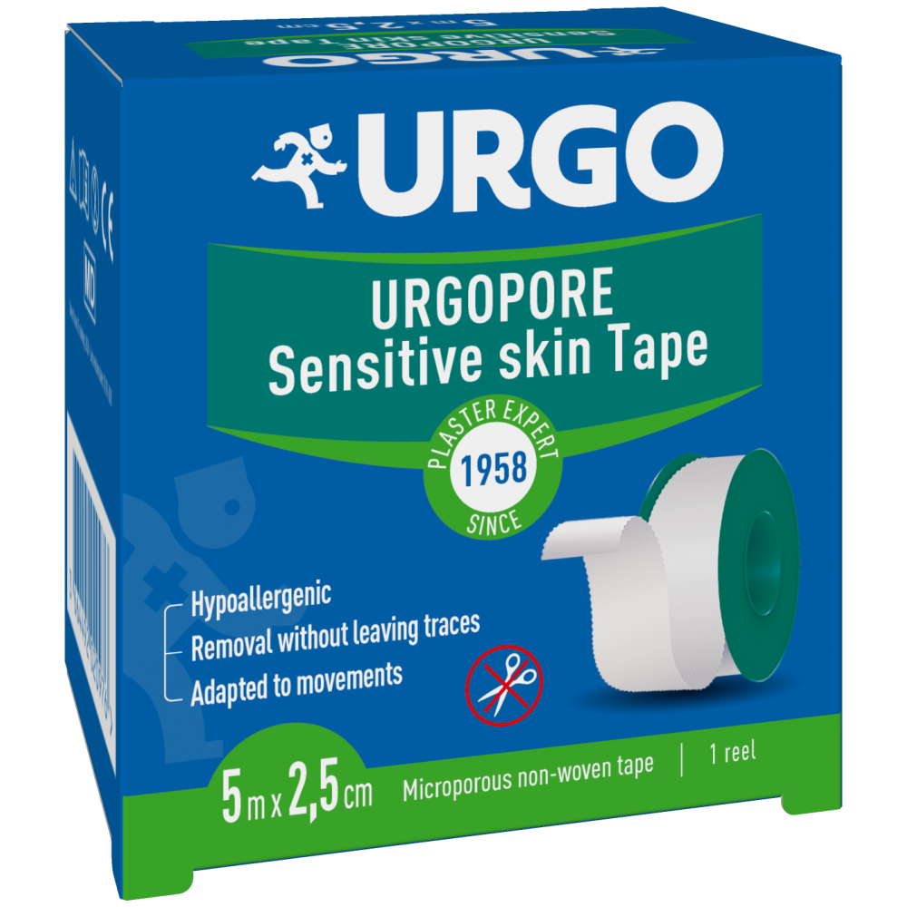 Urgo Urpopur adhesive tape 5 m / 2.5 cm / Урго Ургопор лейкопласт 5 м /2.5 см - Лепенки и марли