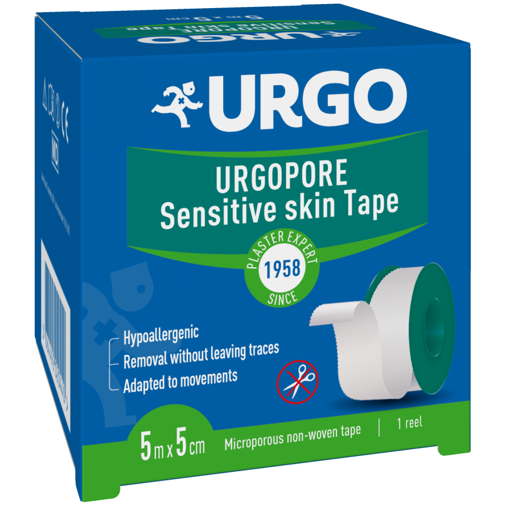 Urgo Urpopur adhesive tape 5 m / 5 cm / Урго Ургопор лейкопласт 5 м /5 см - Лепенки и марли