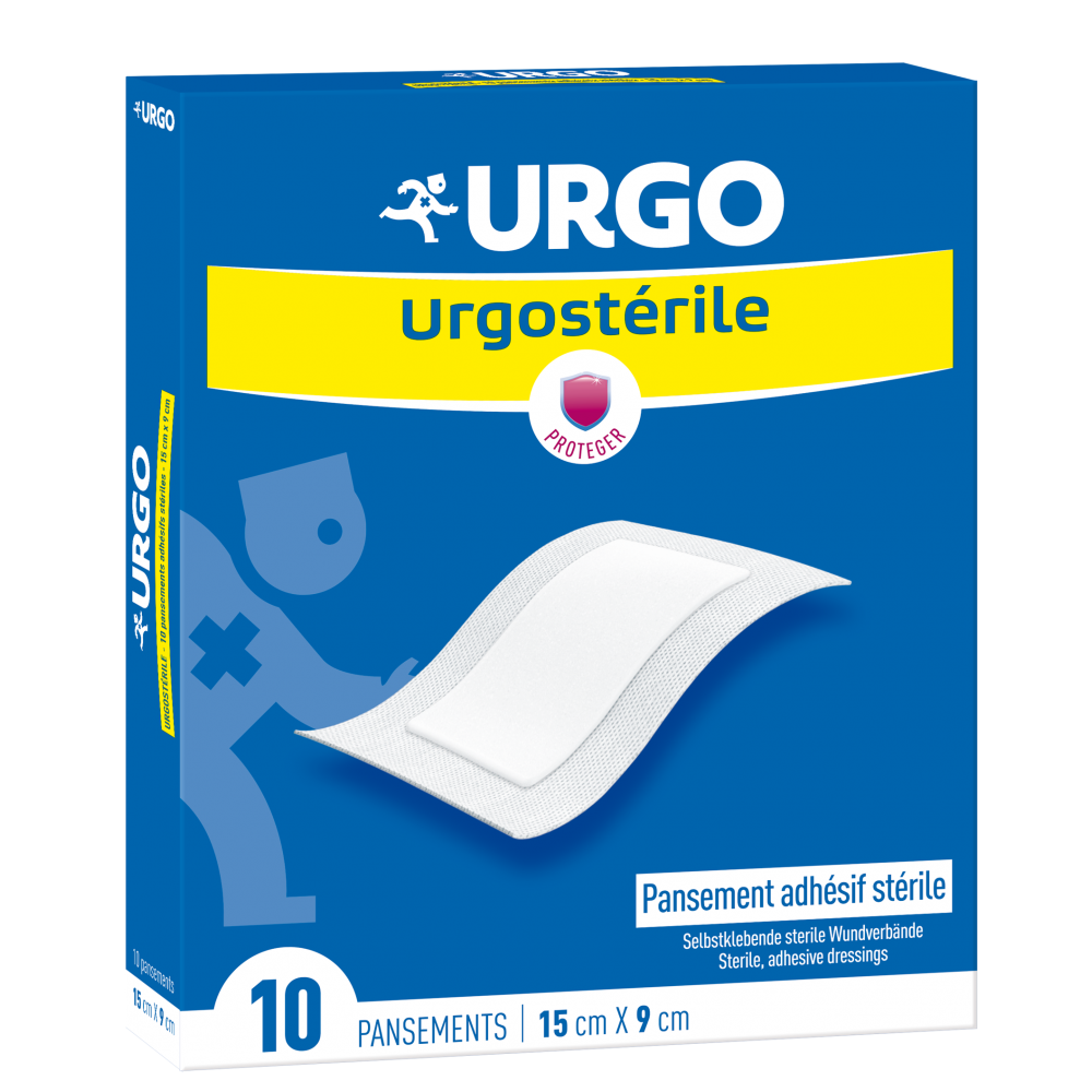 URGO Urgosterile Sterile Plasters, Ургостерил стерилни пластири 15см./9см. х 10 броя -