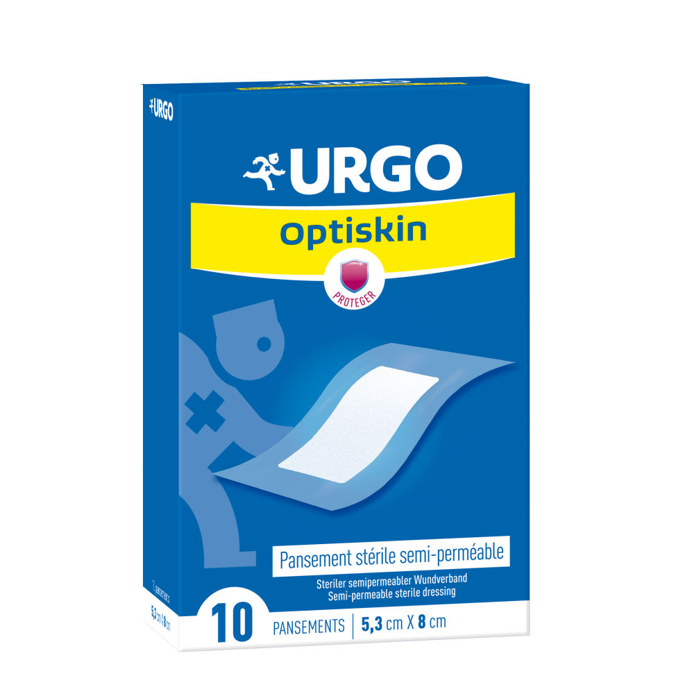 URGO Optiskin, стерилен прозрачен пластир за къпане след хирургически интервенции 5,3см/8см. х 10 броя -