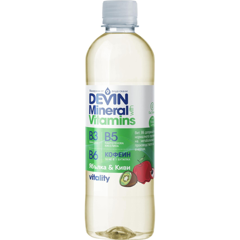 ДЕВИН Минерали и Витамини витаминозна вода Ябълка и Киви 425 мл - Храни