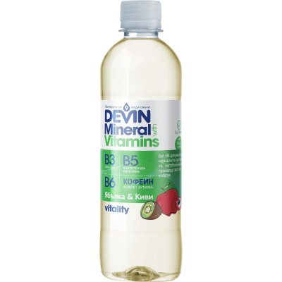 ДЕВИН Минерали и Витамини витаминозна вода Ябълка и Киви 425 мл