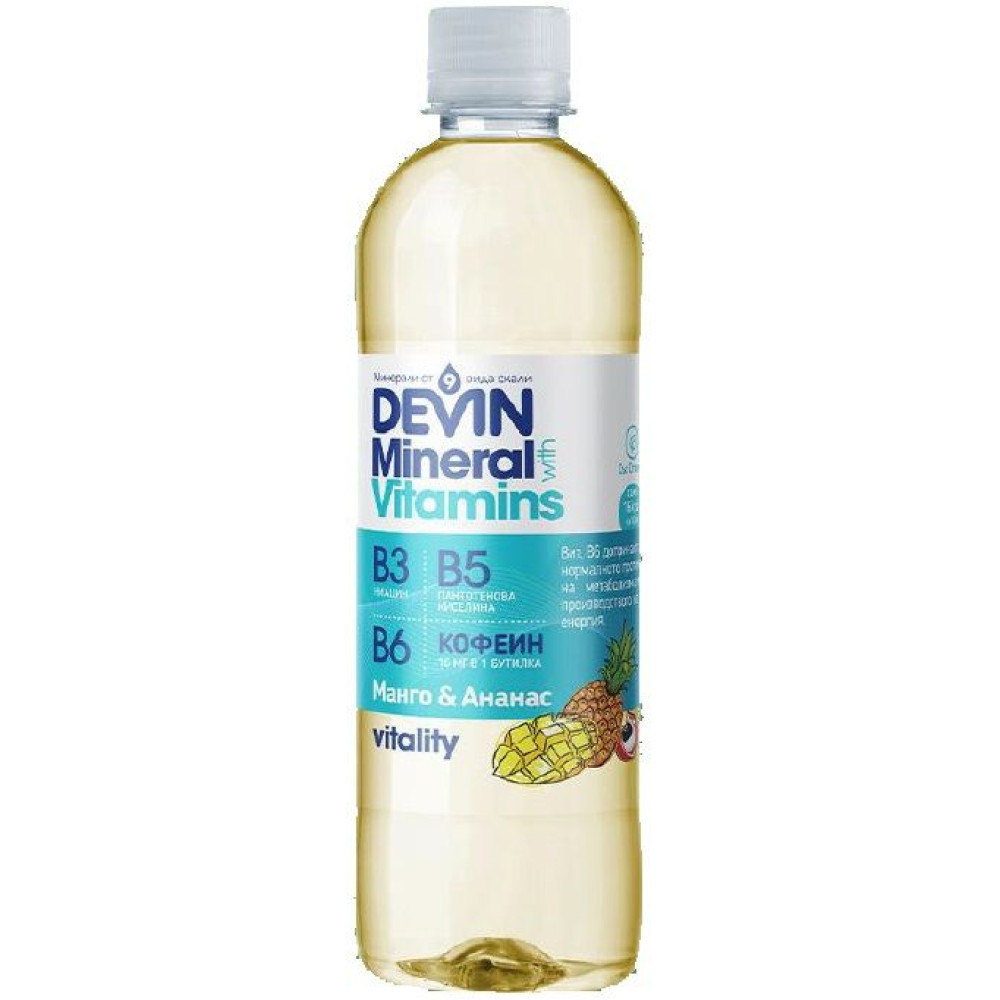 ДЕВИН Минерали и Витамини витаминозна вода Манго и Ананас 425 мл - Храни
