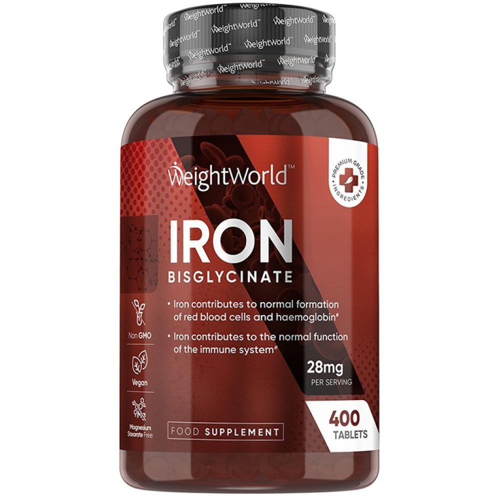 ЖЕЛЯЗО (бисглицинат) Iron Bisglycinate 14 мг табл х 400 бр WEIGHT WORLD - Витамини, минерали и антиоксиданти