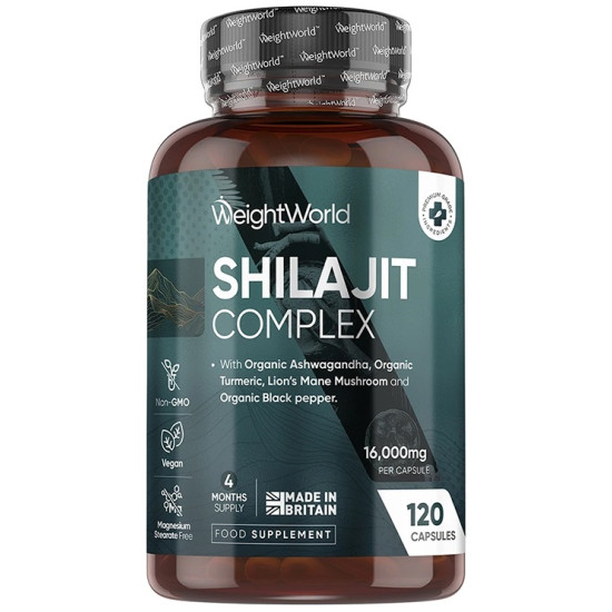 SHILAJIT COMPLEX/ ШИЛАЖИТ КОМПЛЕКС (с ашваганда, куркума, лъвска грива и черен пипер) капс за имунититет x 120 бр WEIGHT WORLD
