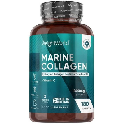 ХИДРОЛИЗИРАН МОРСКИ КОЛАГЕН + ВИТАМИН C табл х 180 бр WEIGHT WORLD