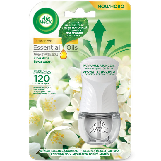 AIR WICK ESSENTIAL OILS eлектрически ароматизатор БЕЛИ ЦВЕТЯ 19 мл ...