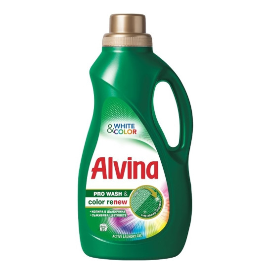 АЛВИНА PRO WASH&COLOR RENEW WHITE & COLOR концентриран перилен препарат за бели и цветни тъкани 1.75 л /35 пранета/