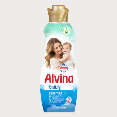 АЛВИНА BABY SENSITIVE омекотител за бебешки дрехи 880 мл /40 пранета/ АЛВИНА BABY SENSITIVE омекотител за бебешки дрехи 880 мл /40 пранета/