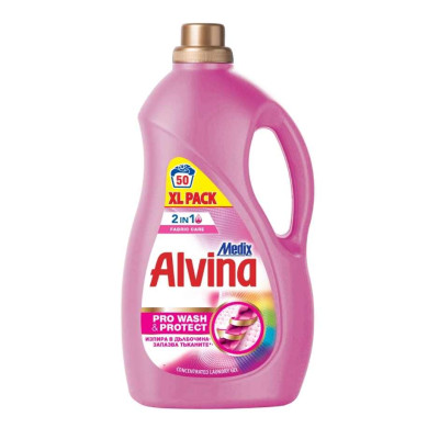 АЛВИНА PRO WASH & PROTECT 2in1 концентриран перилен препарат с омекотител за бели и цветни тъкани 2.75 л /50 пранета/
