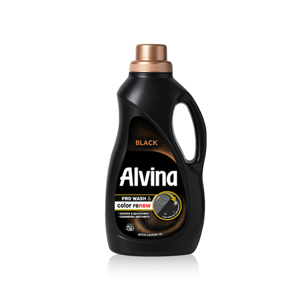АЛВИНА PRO WASH & COLOR RENEW BLACK концентриран перилен препарат за черни тъкани 900 мл /18 пранета/ - Перилни препарати