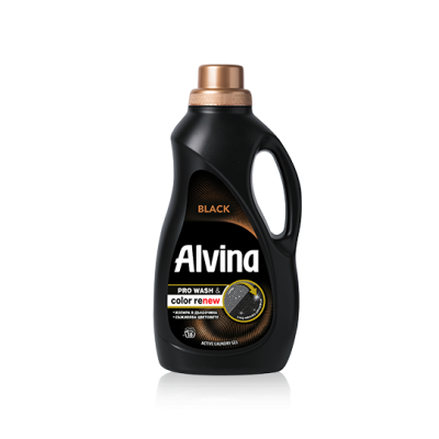 АЛВИНА PRO WASH & COLOR RENEW BLACK концентриран перилен препарат за черни тъкани 900 мл /18 пранета/