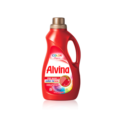 АЛВИНА PRO WASH & COLOR RENEW COLOR ELEGANCE концентриран перилен препарат с омекотител за цветни тъкани 900 мл /18 пранета/