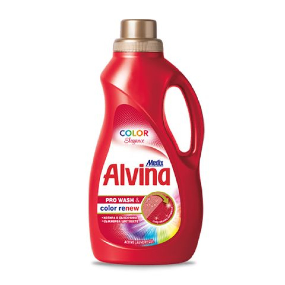 АЛВИНА PRO WASH & COLOR RENEW ELEGANCE концентриран перилен препарат за цветни тъкани 1.75 л /35 пранета/ - Перилни препарати
