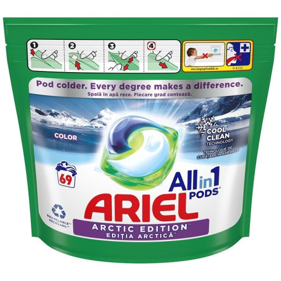 АРИЕЛ ALL in 1 PODS COLOR ARCTIC EDITION гел капсули за пране х 69 бр