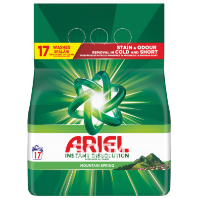 АРИЕЛ INSTANT DISSOLUTION POWDER MOUNTAIN SPRING прах за пране за бели и светли дрехи 1105 г /17 пранета/