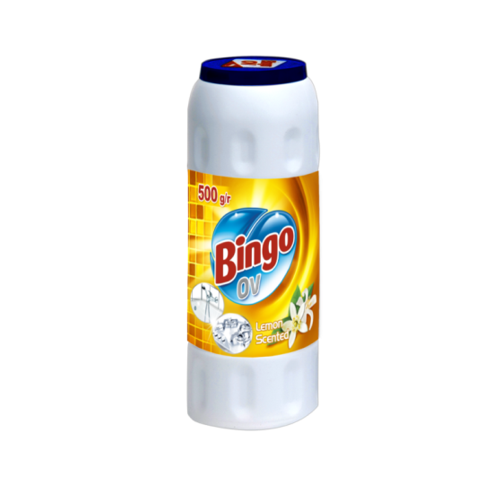 БИНГО OV LEMON SCENTED препарат за почистване на баня кухня мивка и фаянсови повърхности 500 г
