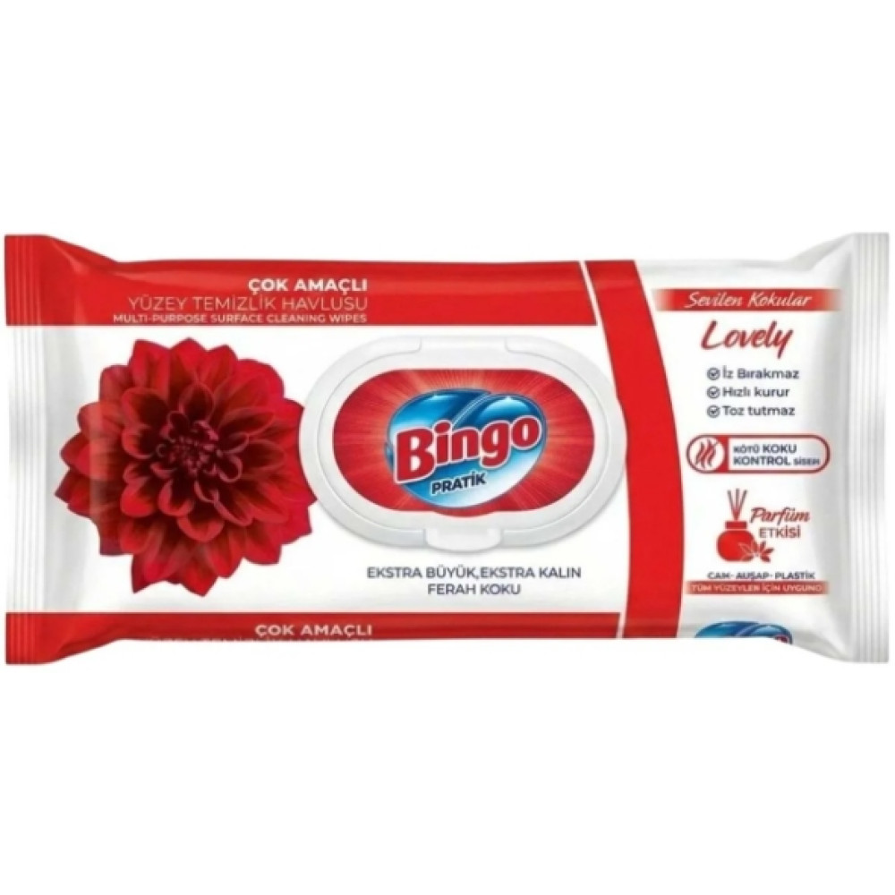 БИНГО мокри кърпи за почистване LOVELY х 96 бр - Домашни потреби