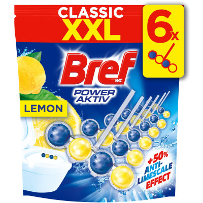 БРЕФ CLASSIC XXL POWER AKTIV LEMON твърдо тоалетно блокче с аромат на лимон 50 гр х 6 бр