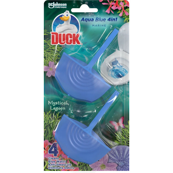 DUCK AQUA BLUE 4в1 MYSTICAL LAGOON тоалетно блокче кошничка 2 бр х 36 г