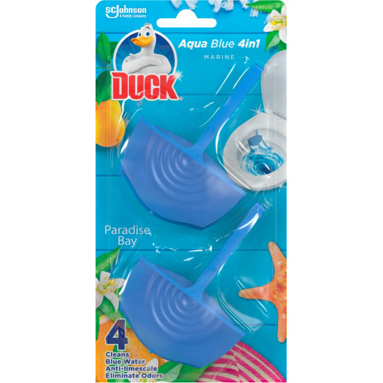 DUCK AQUA BLUE 4в1 PARADISE BAY тоалетно блокче кошничка 2 бр х 36 г