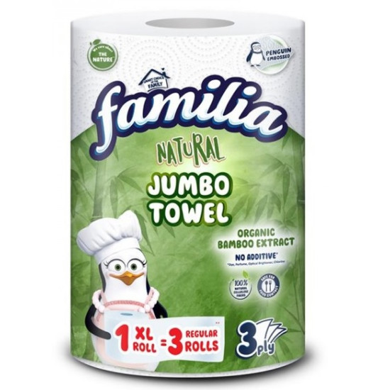 ФАМИЛИЯ JUMBO PLUS NATURAL кухненска ролка 3 слоя 240 къса х 1 бр