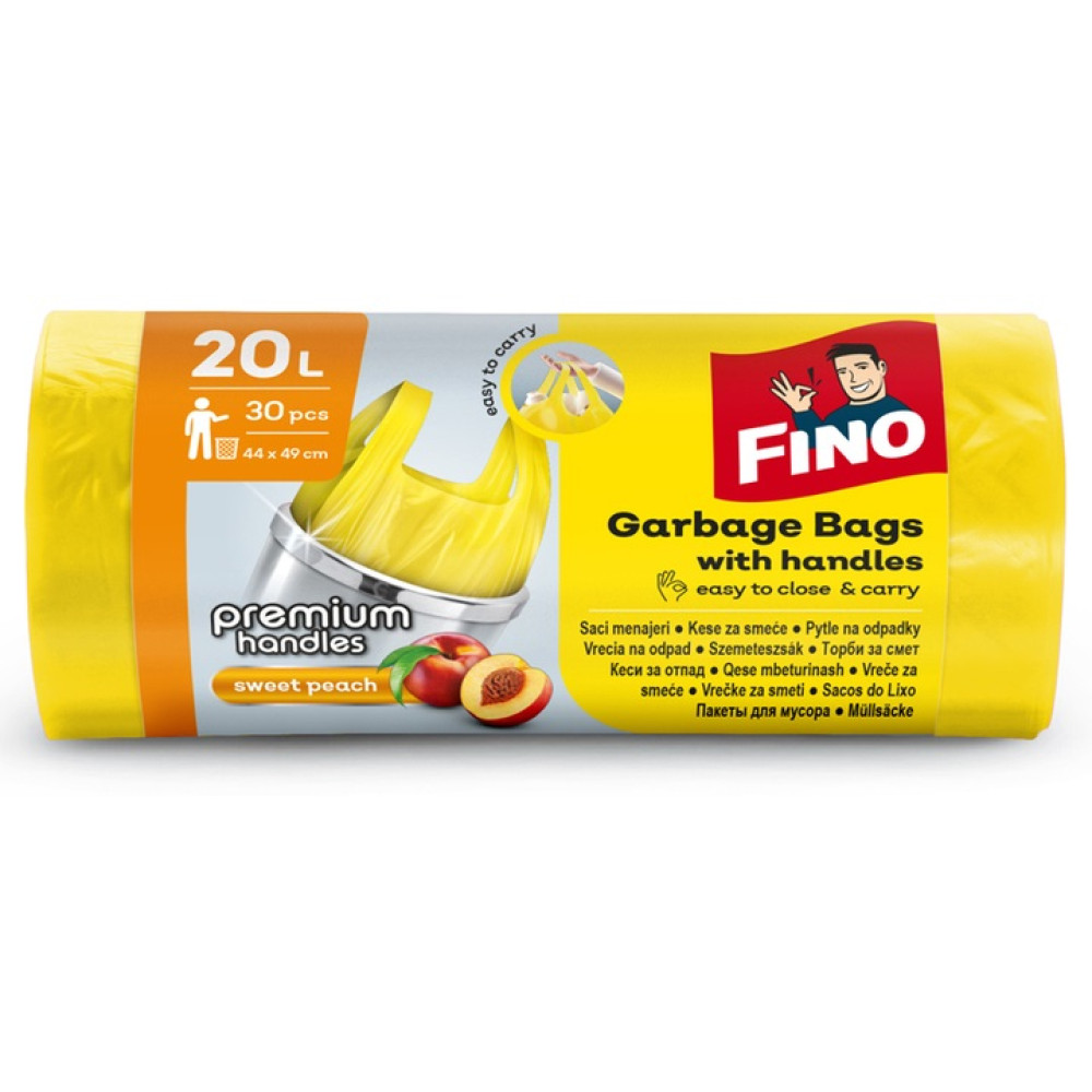 ФИНО PREMIUM торби за смет цветни, ароматизирани, с дръжки 20 л х 30 бр - Домашни потреби