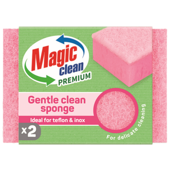 МЕДЖИК КЛИЙН PREMIUM GENTLE CLEAN домакинска гъба за деликатни повърхности х 2 бр