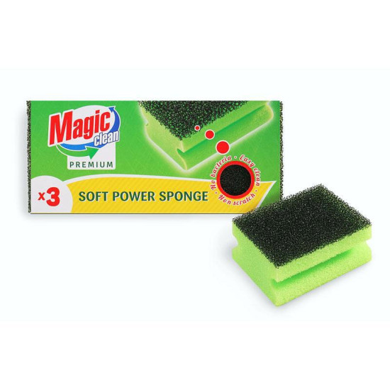 МЕДЖИК КЛИЙН PREMIUM SOFT PPOWER гъба с канал х 3 бр