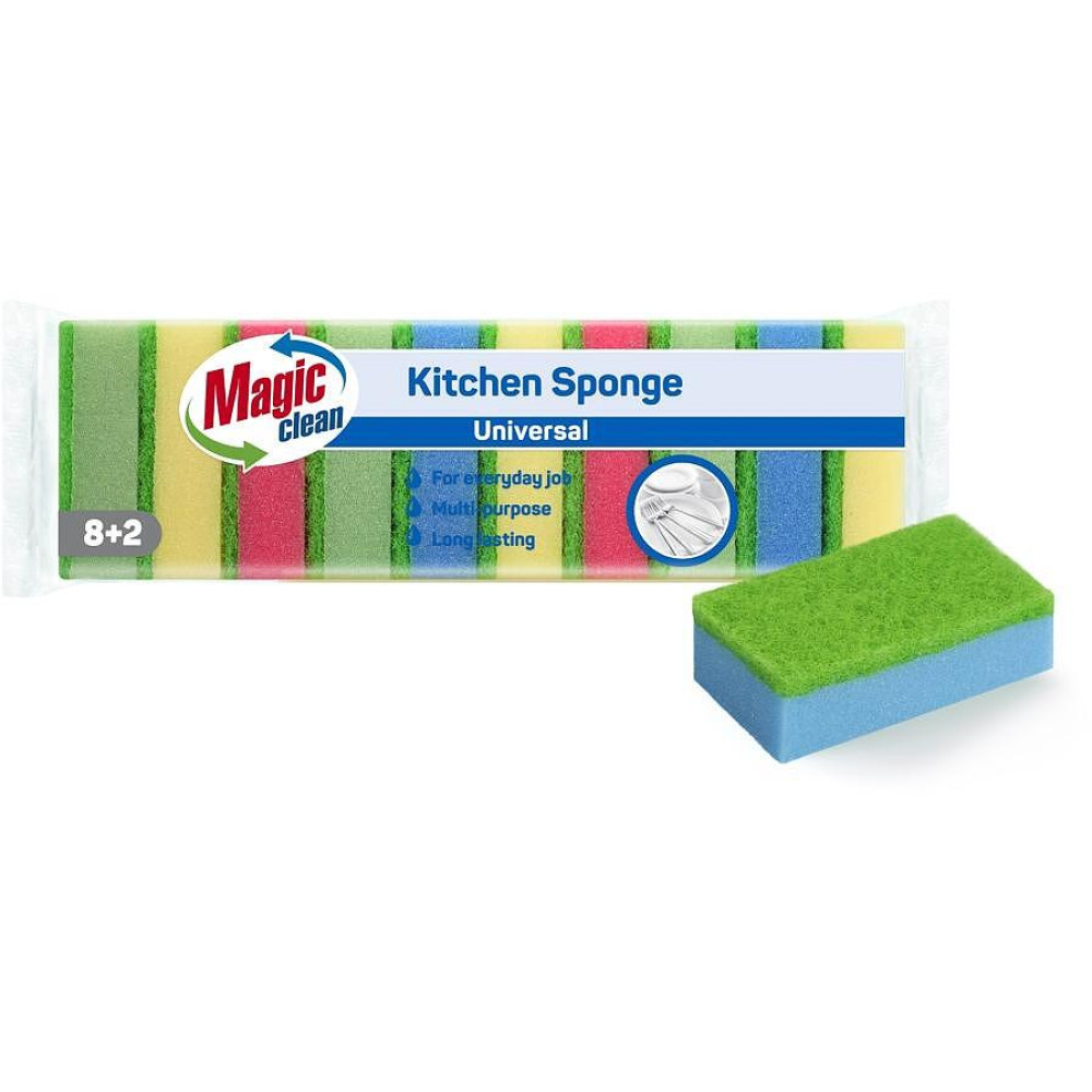 MAGIC CLEAN домакинска гъба с канал х 10 бр /8+2/ - Домашни потреби