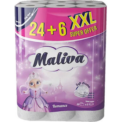 МАЛИВА ТОАЛЕТНА ХАРТИЯ ROMANCE /Soft Aroma/ XXL х 24+6 бр