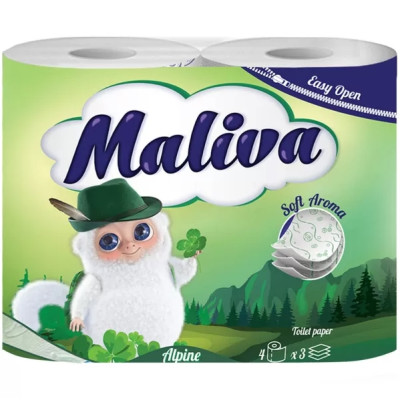 МАЛИВА ТОАЛЕТНА ХАРТИЯ ALPINE /Soft Aroma/ х 4 бр