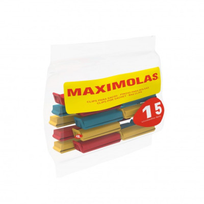 МАКСИМОЛАС клипсове за запечатване на пликове големи 12 см цветни х 15 бр