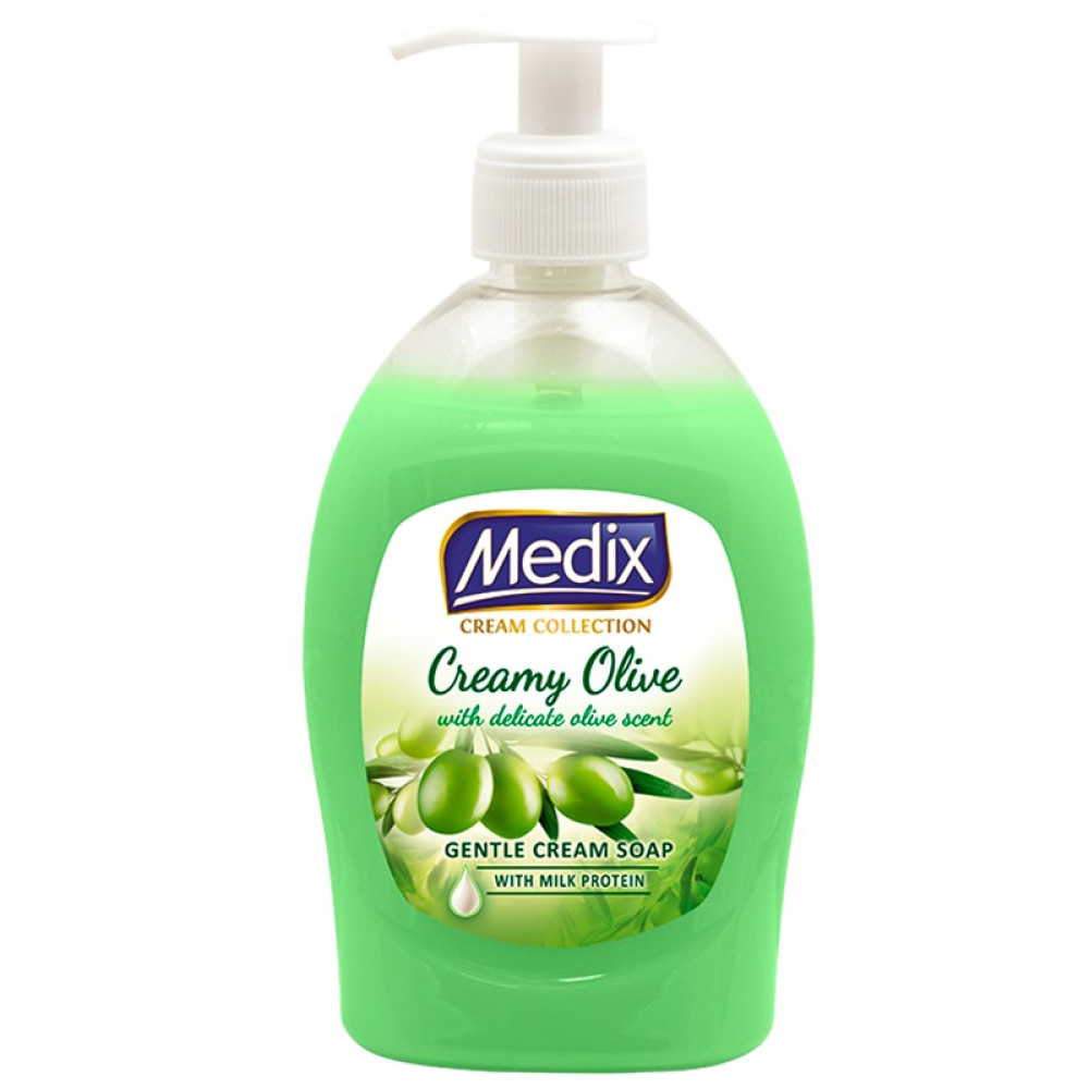 МЕДИКС CREAMY OLIVE кремообразен течен сапун за ръце с нежен аромат на маслина и млечен протеин 400 мл - Грижа за ръцете МЕДИКС CREAMY OLIVE кремообразен течен сапун за ръце с нежен аромат на маслина и млечен протеин 400 мл - Грижа за ръцете