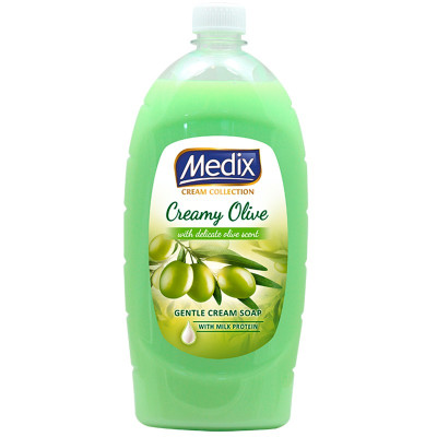МЕДИКС CREAMY OLIVE кремообразен течен сапун за ръце с нежен аромат на маслина и млечен протеин 800 мл