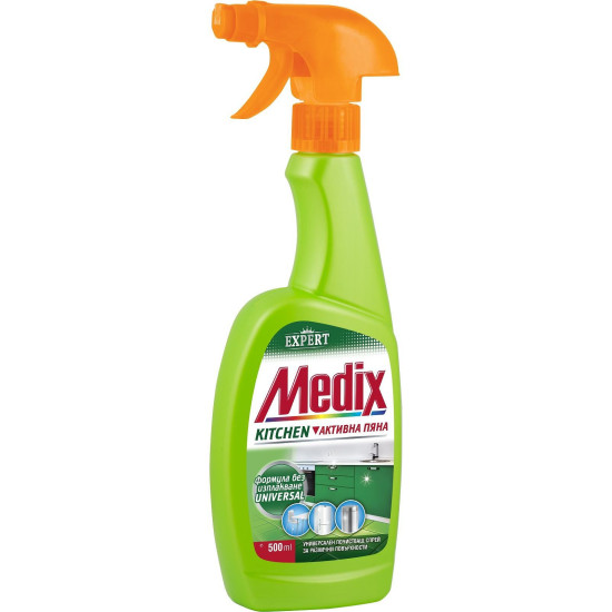 MEDIX KITCHEN активна пяна за почистване на кухня (теракота мозайка стени балатум кухненски плотове и шкафове) спрей 500 мл