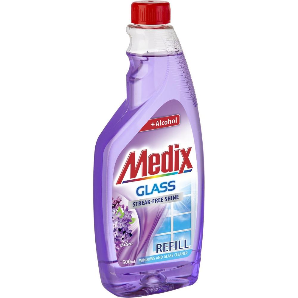 МЕДИКС GLASS препарат за почистване на стъкла и гладки повърхности с аромат на люляк, пълнител 500 мл - За стъкла и гладки повърхности